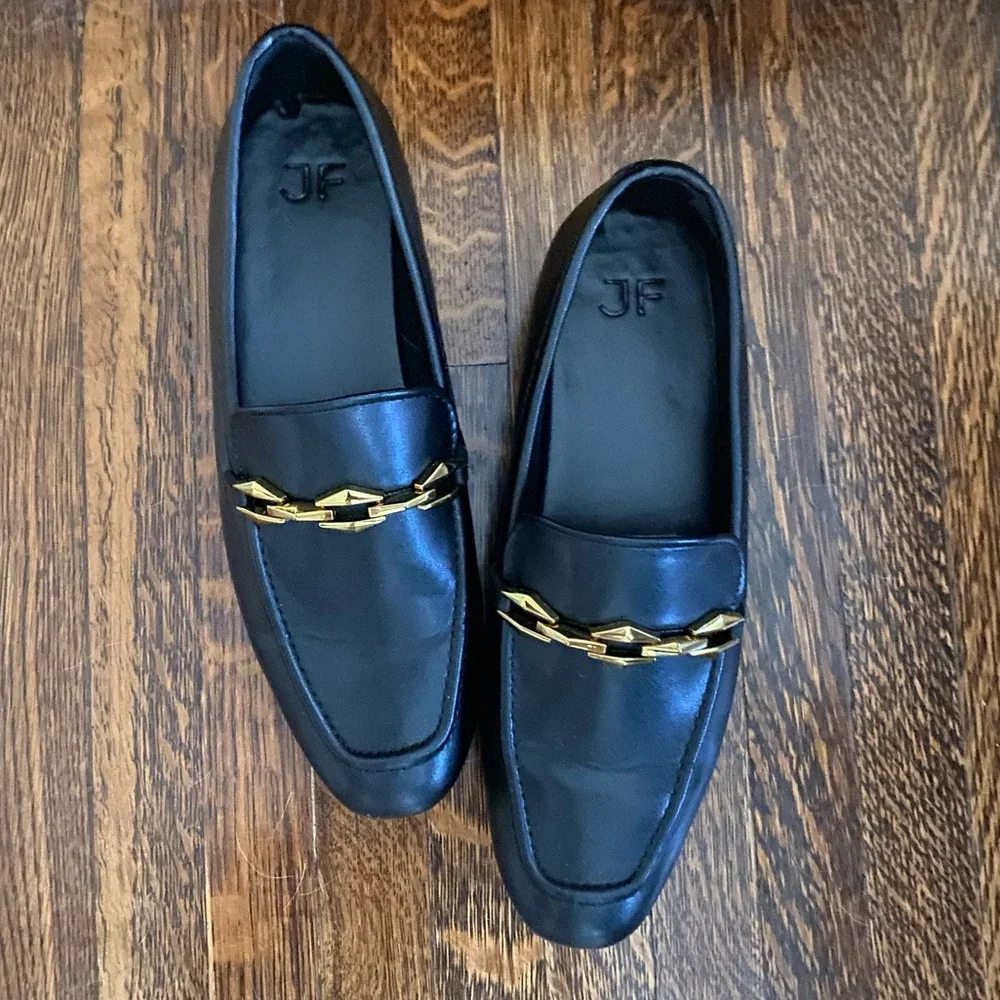 Black Loafers with Gold Chain